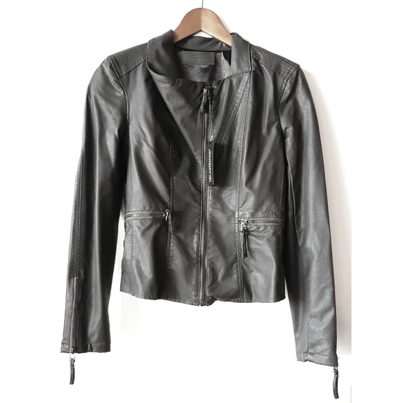 Charcoal Faux Leather Fitted Moto Jacket BlankNYC - Picture 4 of 5